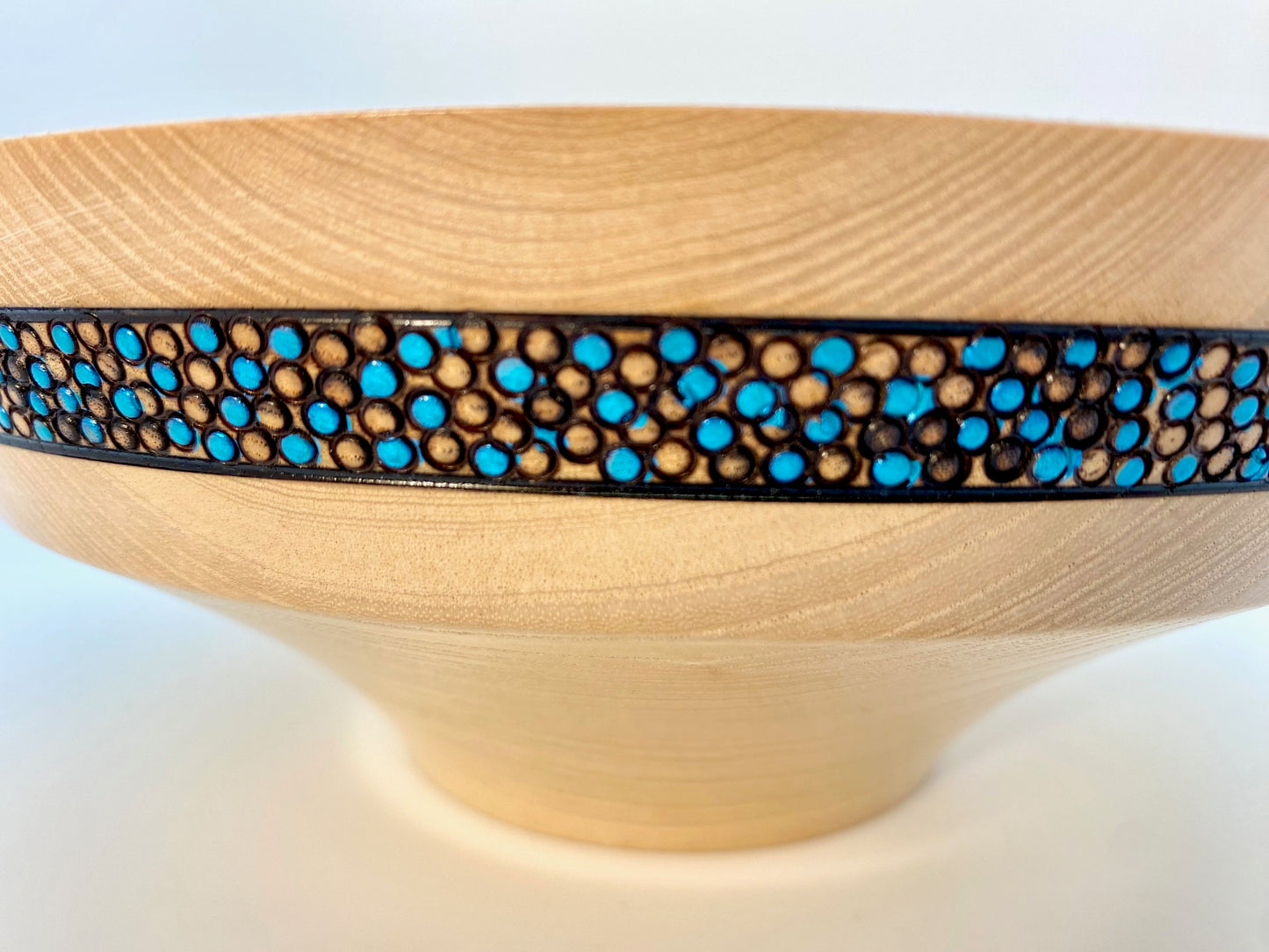 Ash Bowl with Textured Blue Burn Rim
