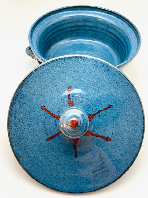 Blue Lidded Casserole Dish with Handles