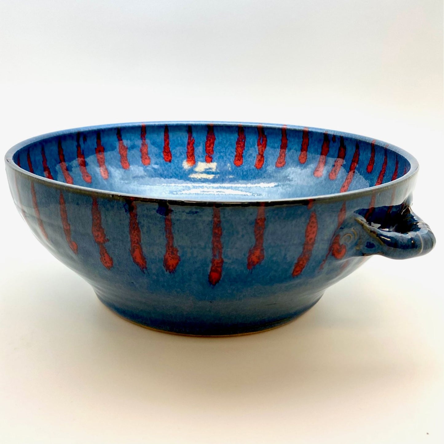 Large Blue with Red Drips Bowl