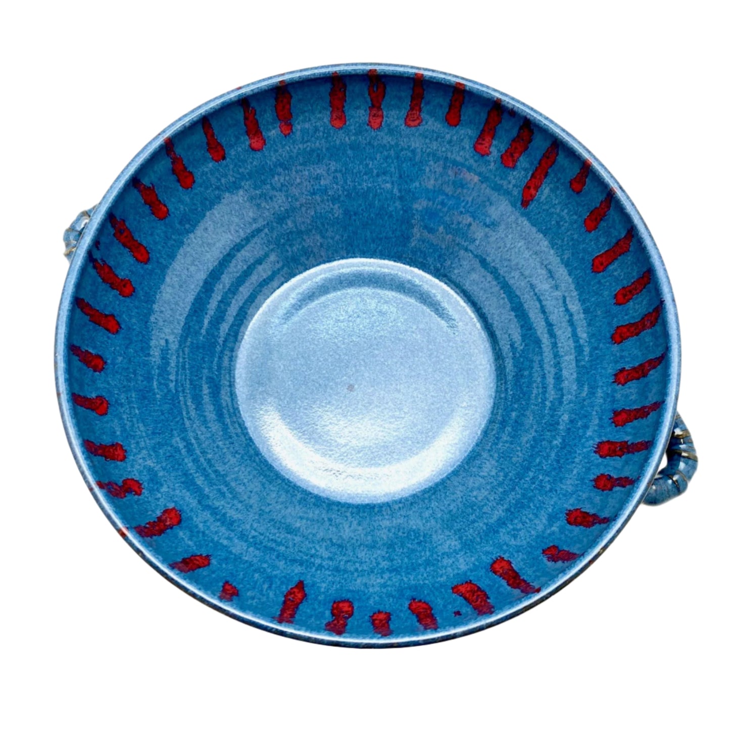 Large Blue with Red Drips Bowl