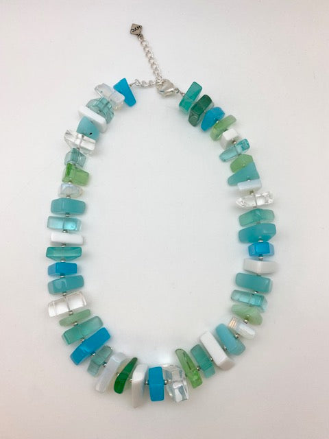 Blues and Greens Composite Quartz Necklace