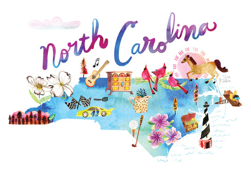 Watercolor NC Dishtowel