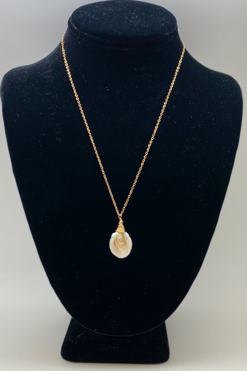 Gold Wrapped Coin Pearl Necklace