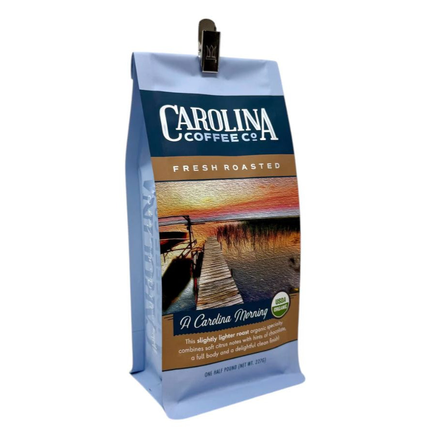 Carolina Coffee Co. coffee bag with a scenic design on a white background