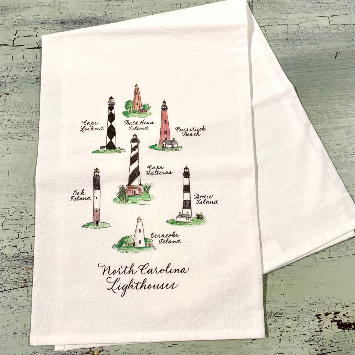 NC Lighthouses Tea Towel