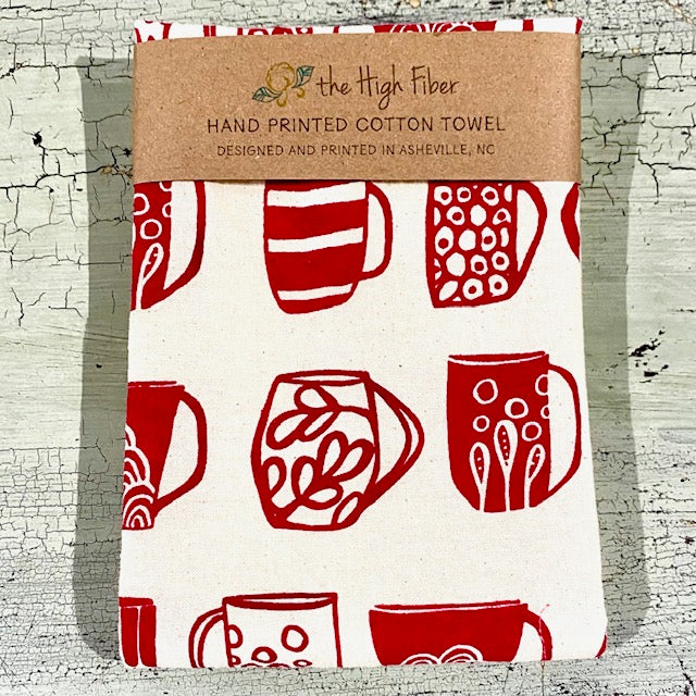 Ruby Mug Handprinted Tea Towel