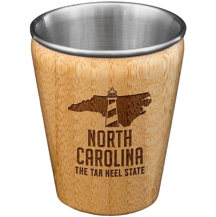 NC Bamboo Wood Shot Glass with Stainless Steel