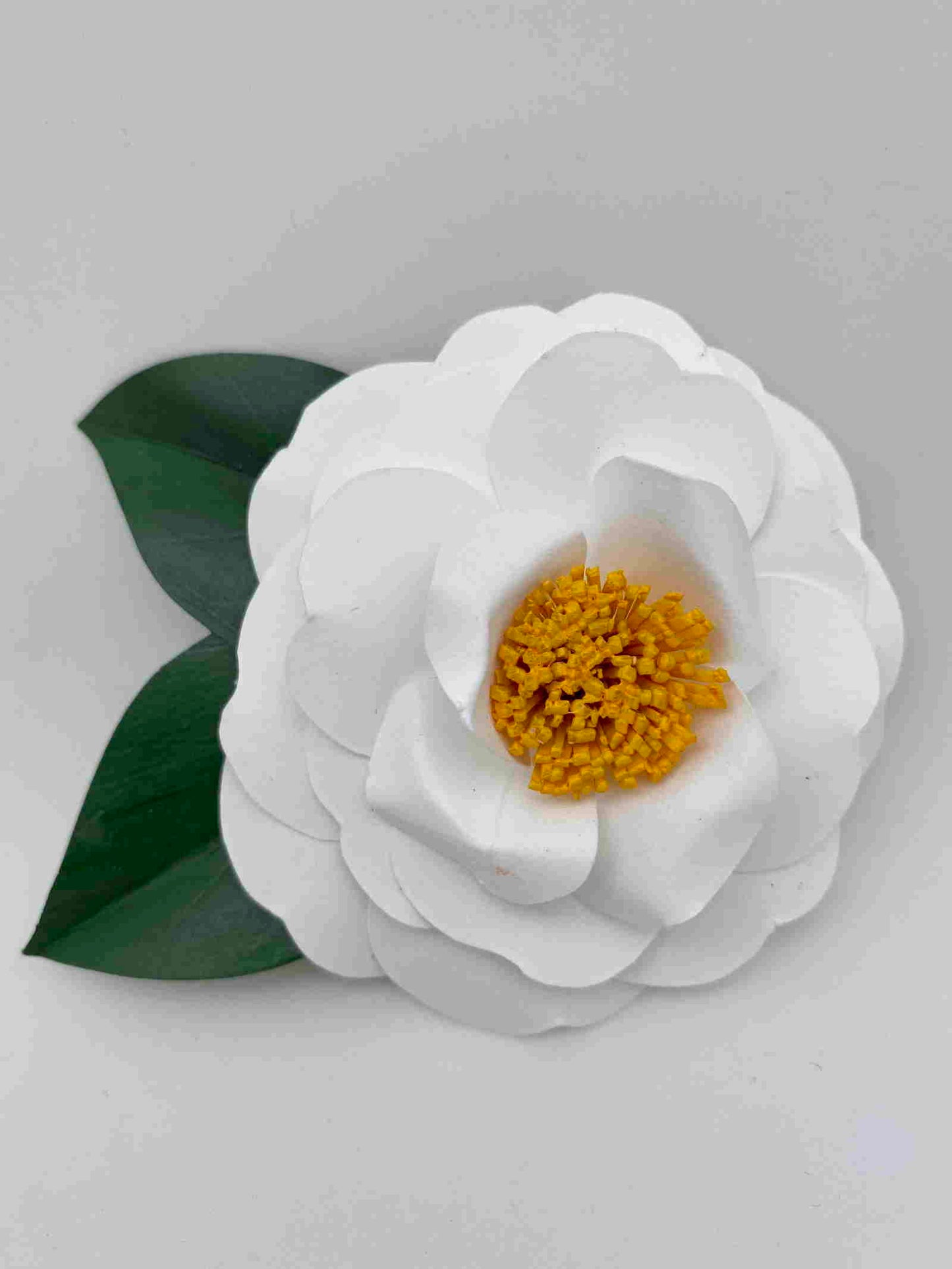 White Camellia Paper Flower Pin