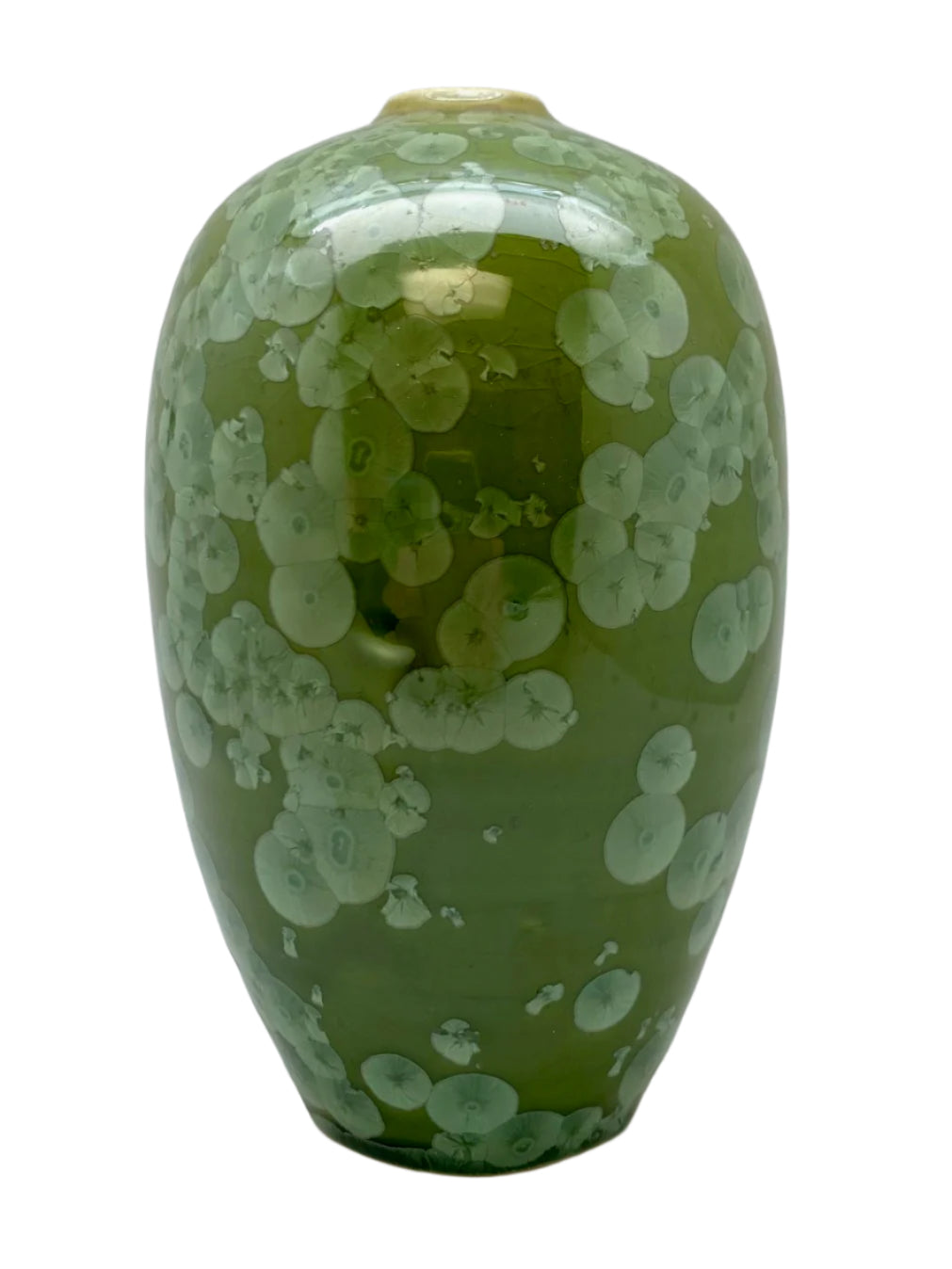 Lily Pad Green Crystalline Egg Vase