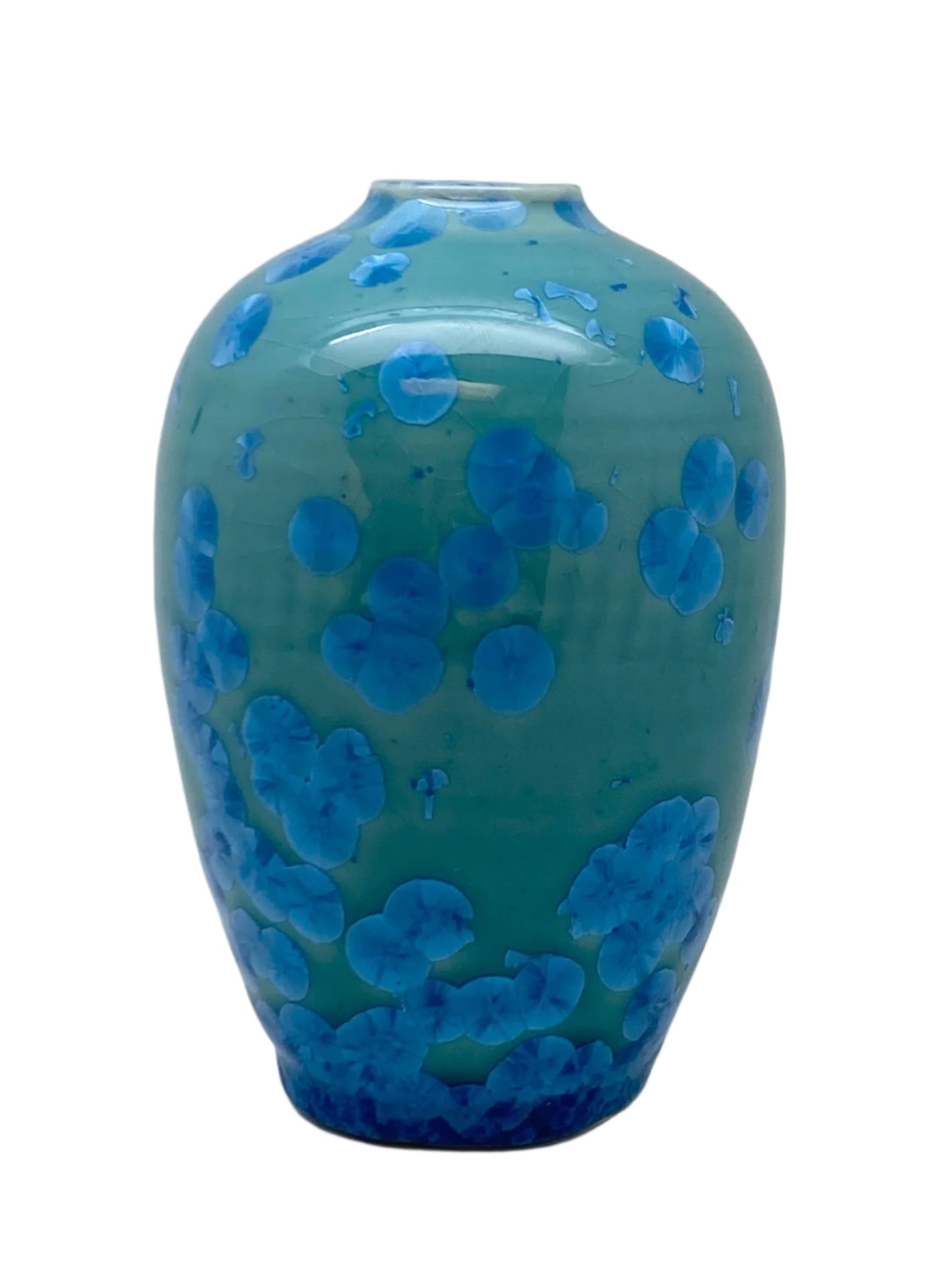 Turquoise Crystalline Egg Vase