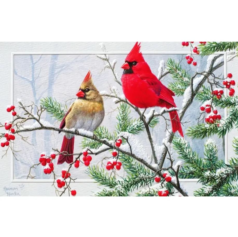 Cardinals on Branch Christmas Boxed Cards