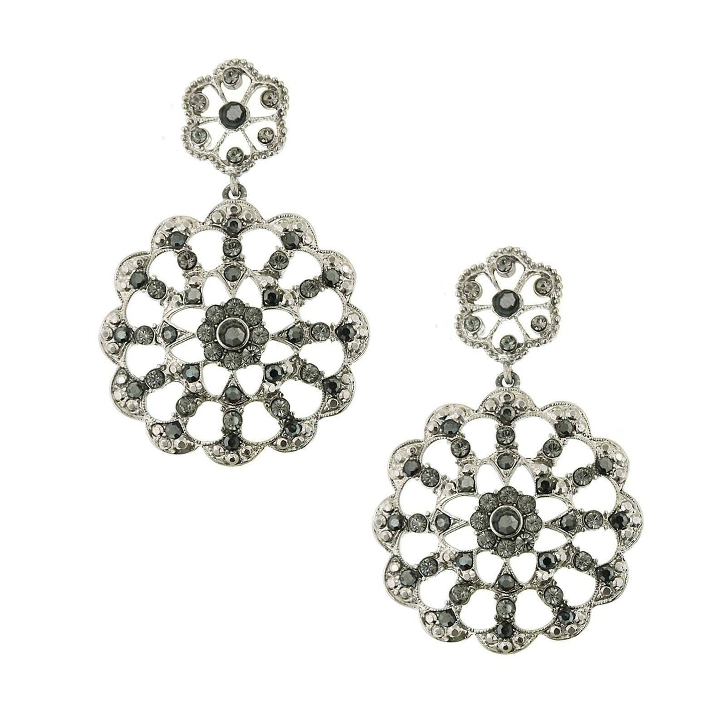 Black Hematite Color Round Drop Earrings