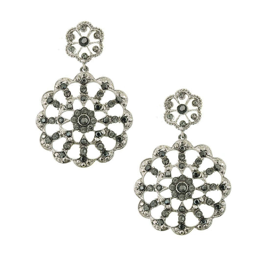 Black Hematite Color Round Drop Earrings