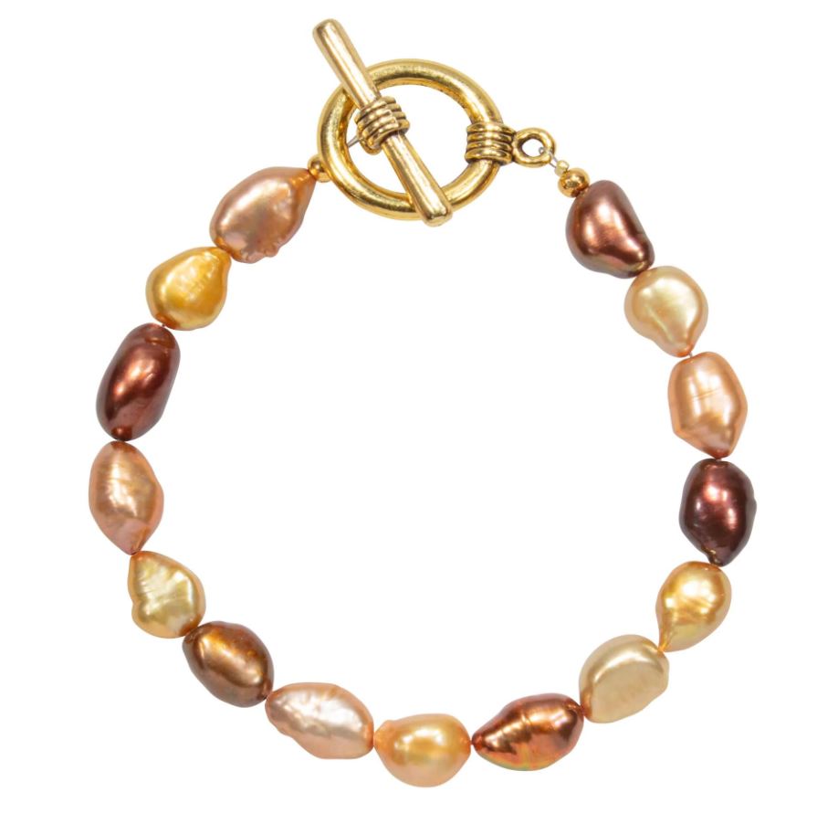 Bronze and Gold Cultured Pearl Bracelet