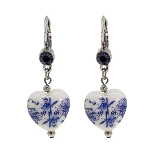 Blue Willow Blue Stone Heart Drop Earrings