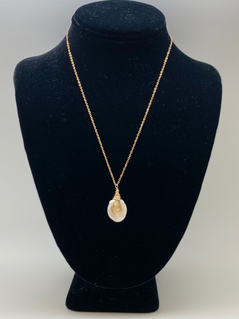 Gold Wrapped Coin Pearl Necklace