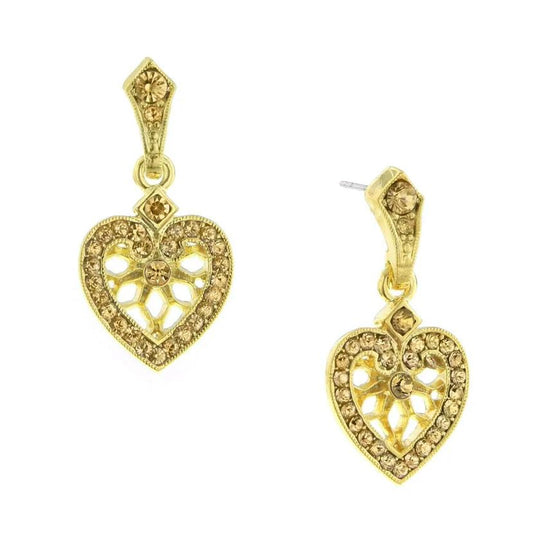 "Heart of Hearts" Crystal Post Dangle Earrings