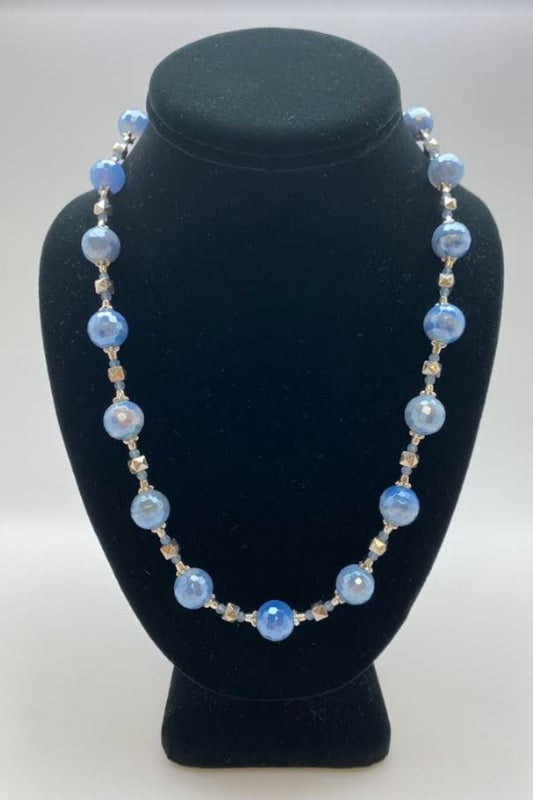 Light Blue Faceted Agate Choker