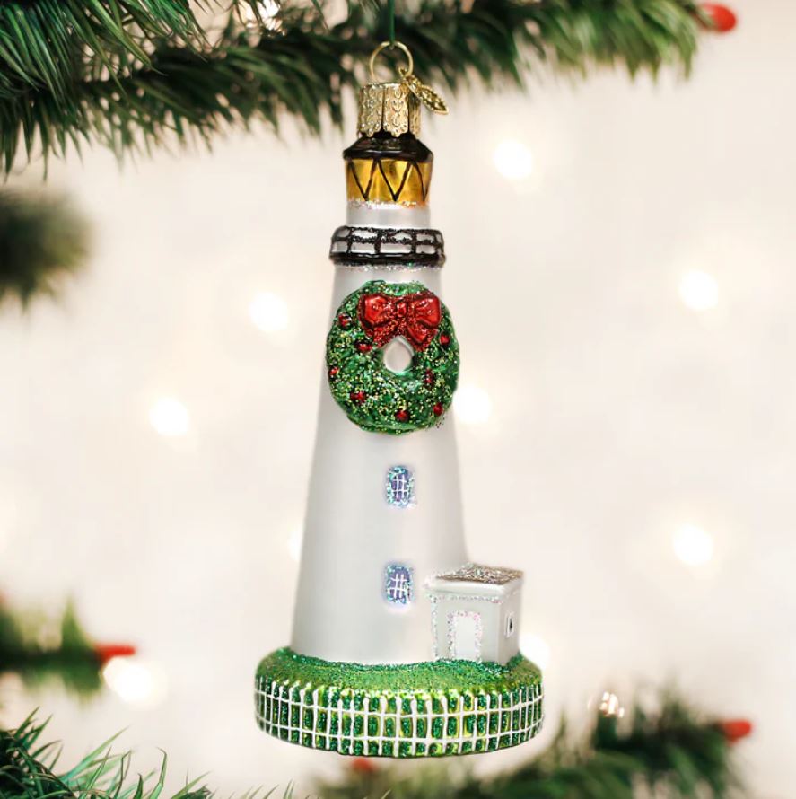 Ocracoke Lighthouse Glass Ornament
