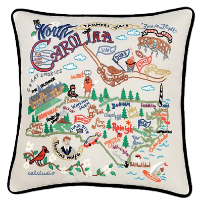 North Carolina Embroidered Pillow