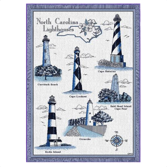 Natural/Blue Lighthouses Of NC Throw