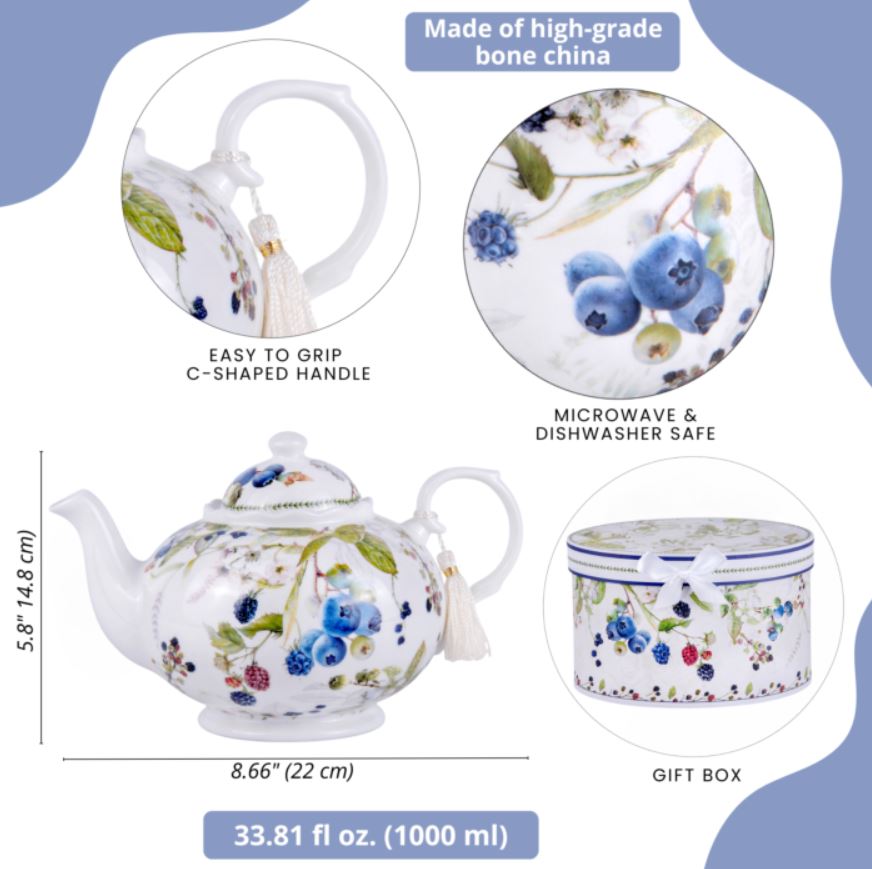 Wild Berries Bone China Teapot