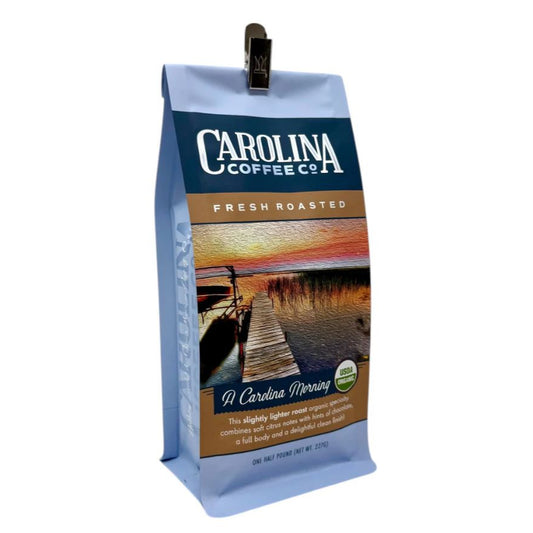 Carolina Coffee Co. coffee bag with a scenic design on a white background