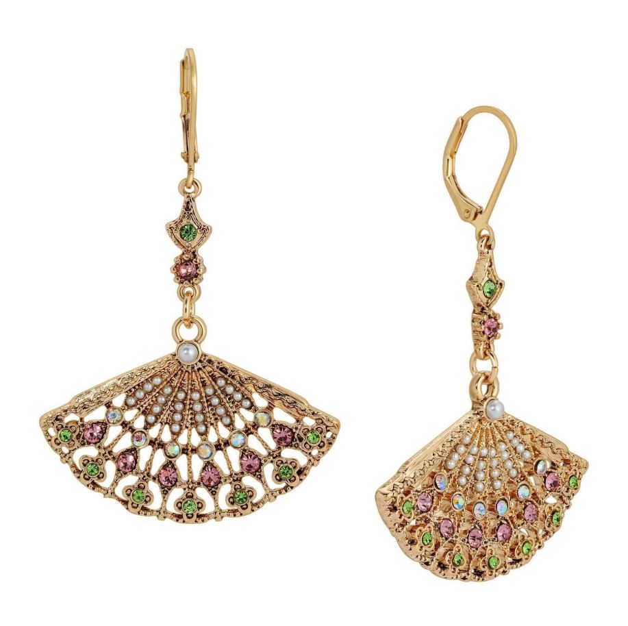 Deco Blooming Elegance Multi Crystal & Faux Pearl Dangling Earrings