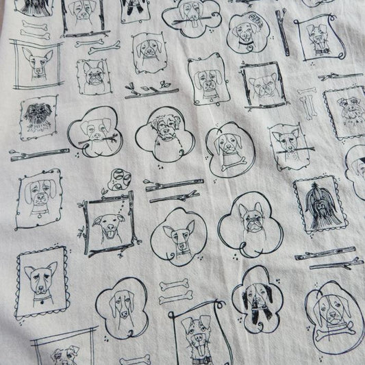 Pattern of black line drawings on a white background