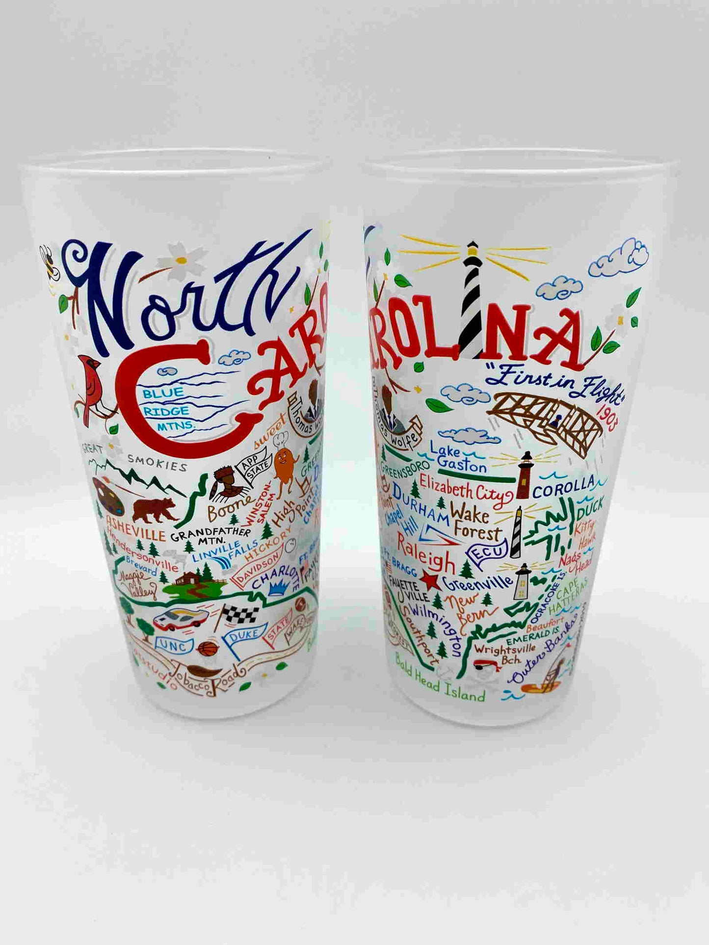 Set 2/North Carolina Souvenir Glasses