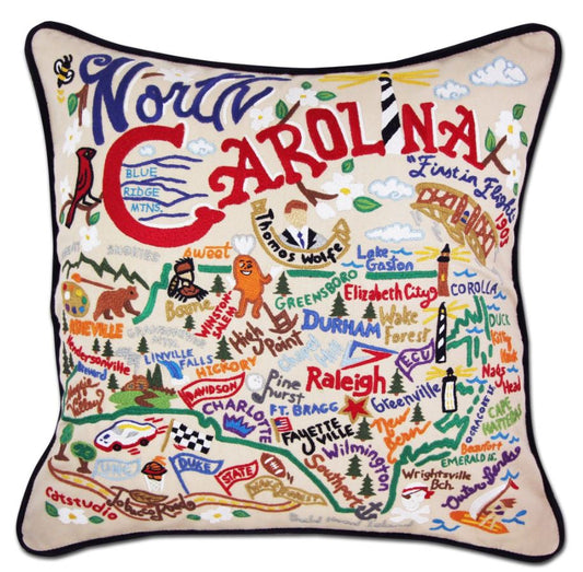 North Carolina Embroidered Pillow