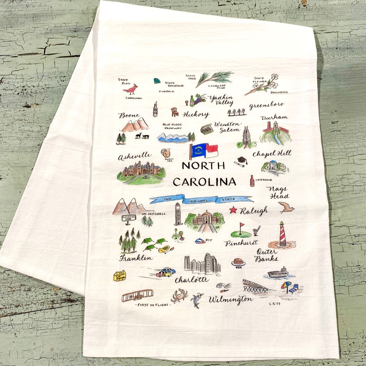 NC Illustrated Tea Towel