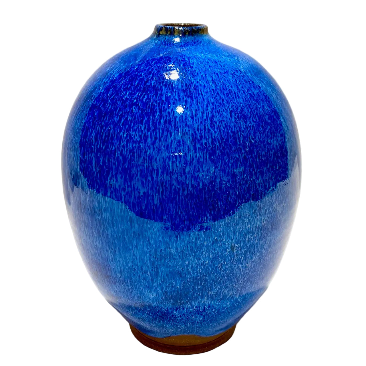 Blue ceramic vase on a white background