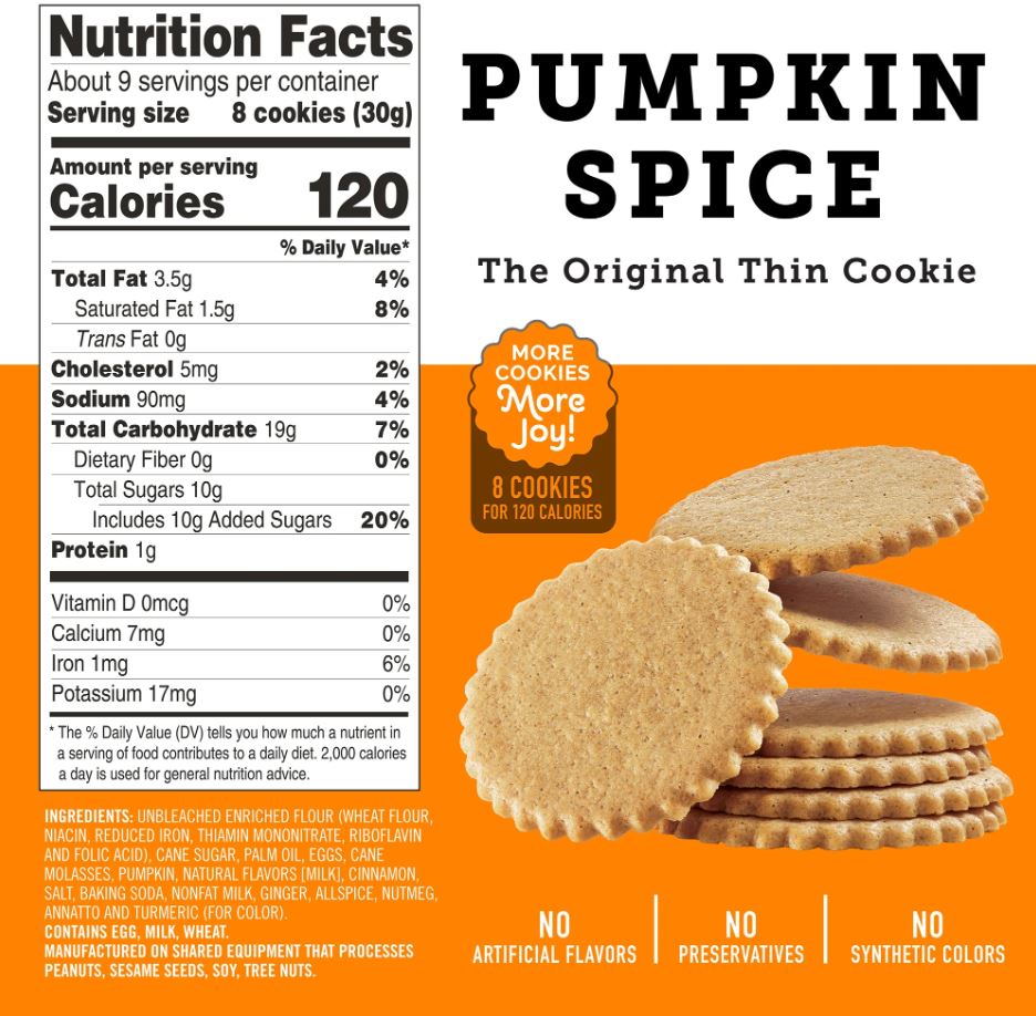 Pumpkin Spice Cookies 9oz Box