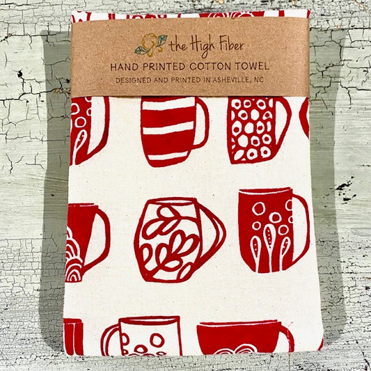 Ruby Mug Handprinted Tea Towel