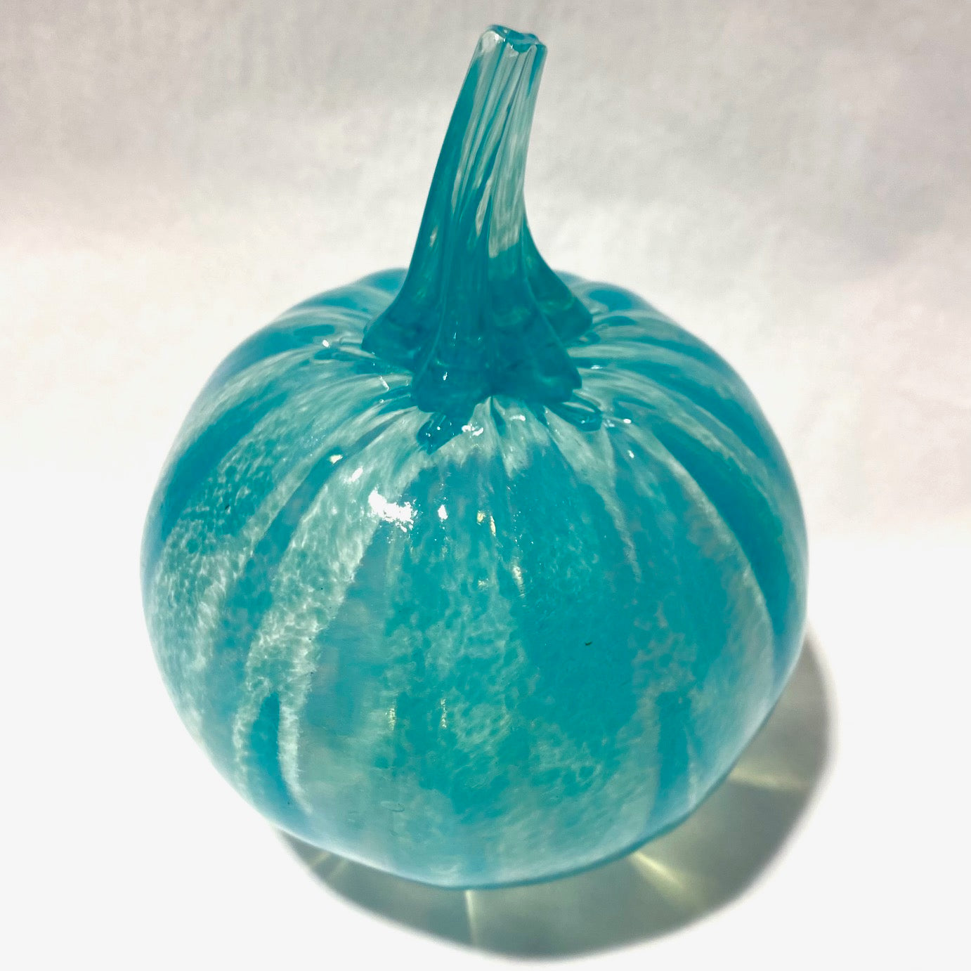 Teal Glass Blown Pumpkin