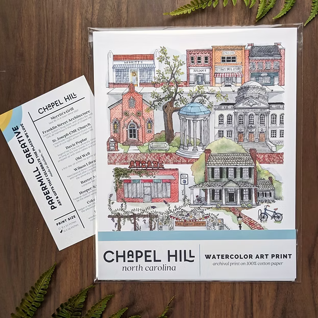 Chapel Hill Watercolor 8x10 Print