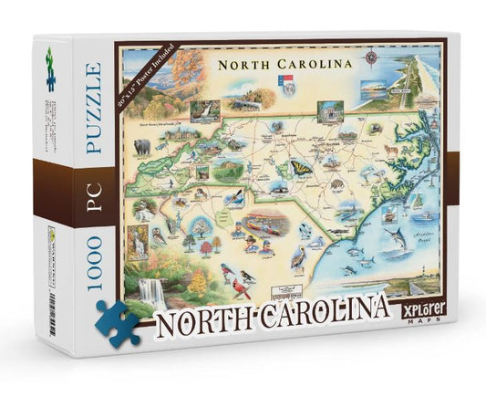 North Carolina State Map Jigsaw Puzzles - 1000 Pieces